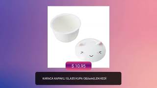 Karaca Kapakli Glass Kupa Gülen Kedi̇