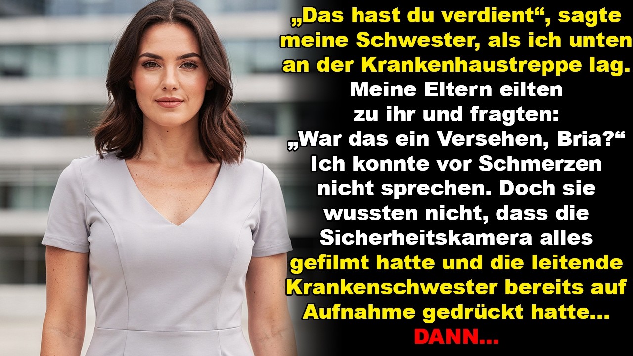Meine Familie sah zu, wie meine Schwester mich die Treppe hinunterstieß – die Kamera lügte nicht