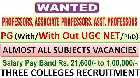Wonderful Opportunity to PG (With/With Out UGC NET) | Assistant Professor Vacancies in 3 Colleges