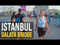 Galata bridge Istanbul walking tour 2022 | fishing in Galata bridge 4K UHD