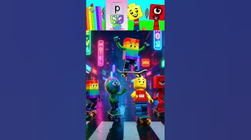 Sprunki-OC Blockie 72 X Alphabet P X Lego X Number Block 1 are Skateboarding in Neon city #sprunki