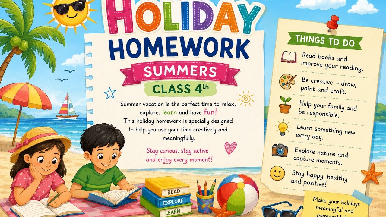 Summer Vacation Homework for Class 4 | All Subjects - YouTube