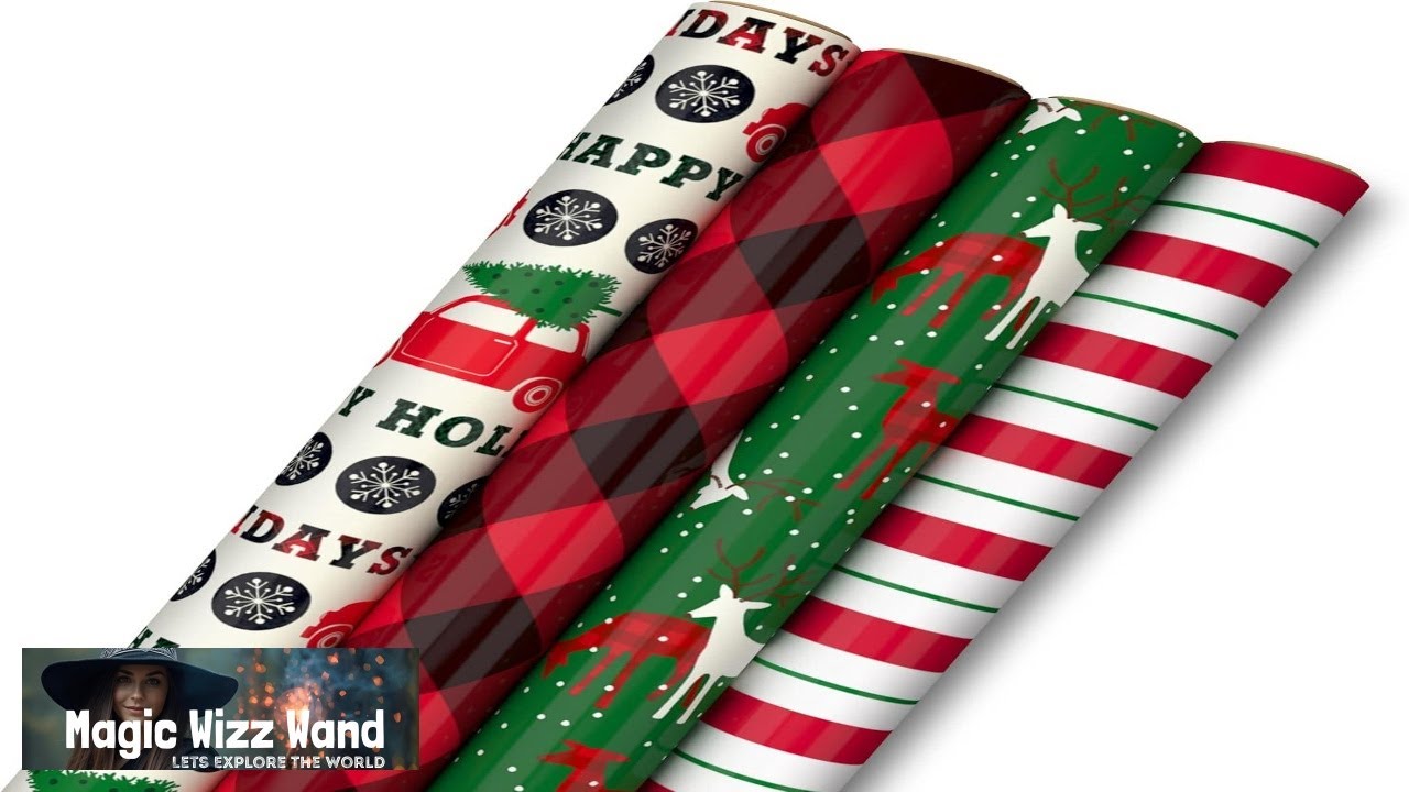 Image Arts Christmas Wrapping Paper Rustic Holiday Gift Wrap (Pack of 4: