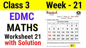 EDMC Class 3 Maths Week 21 Worksheet 21 / Class 3rd maths worksheet 21 Week 21 with solution
