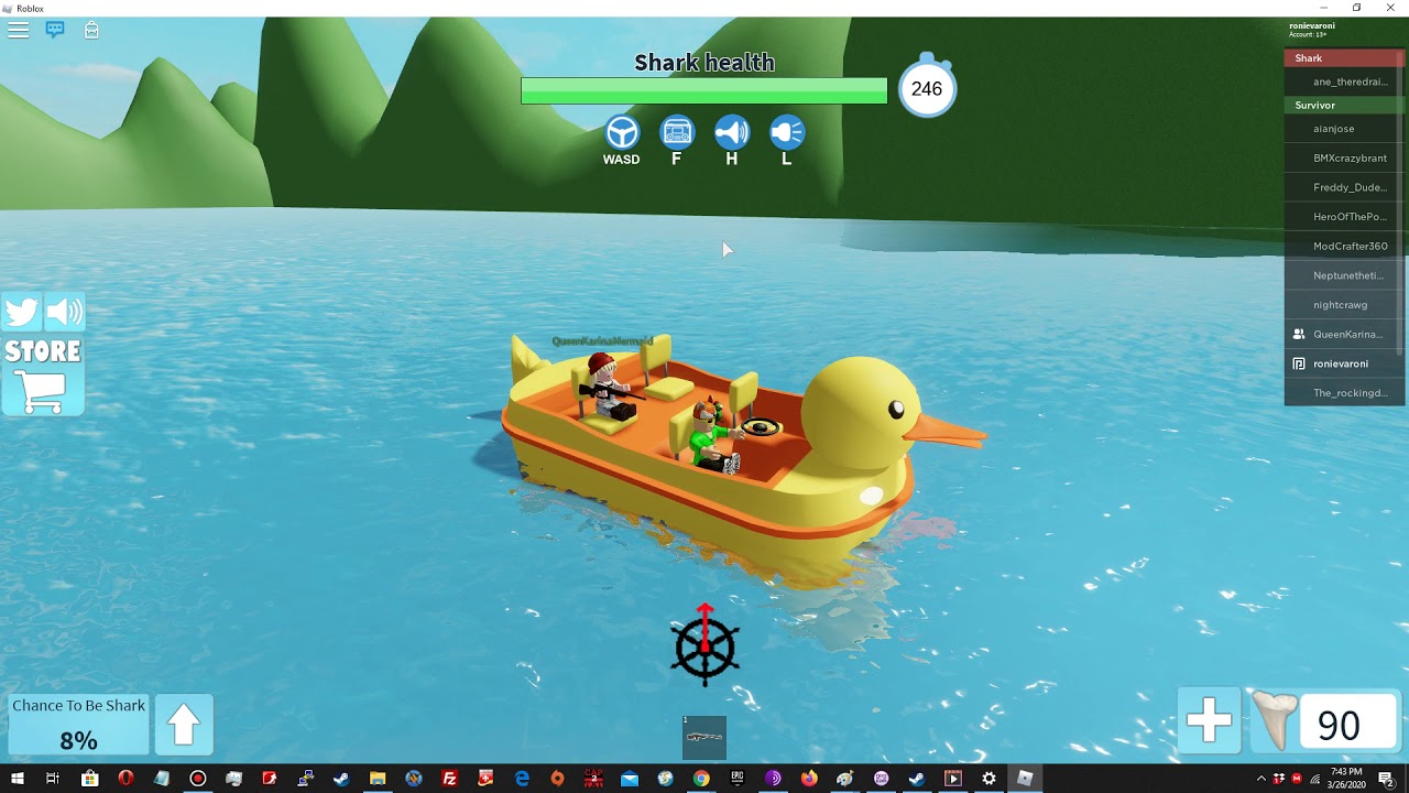 Ducky Boat Playing Shark Bite In Roblox Youtube - in roblox you play as bubber ducky videogamedunkey