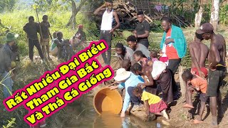 Người châu phi hào hứng hút ao bắt cá và thả cá giống|| 2Q Vlogs Cuộc Sống Châu Phi