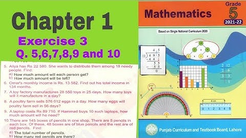 Class 5th math chapter 1 Exercise 3 | Q. 5,6,7,8,9 and 10 || Words Problems || Ilmi Darasgah