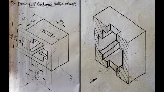 (9.2) Practice of Sectional Views (Full Sectioning-1)