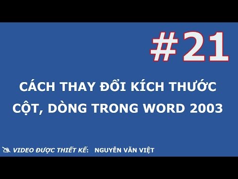 cách thay đổi kích thước cột dòng trên bảng trong word 2003