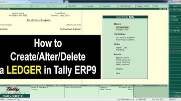 Ledger Creation/Alter/Delete in Tally ERP9 || How to create/alter/delete a ledger in Tally ||