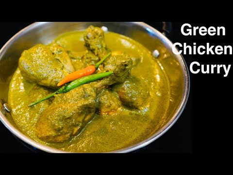 CHICKEN CURRY RECIPE IN GREEN MASALA GRAVY  PALAK CHICKEN RECIPE WITH A TWIST