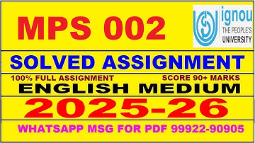 MPS 002 solved assignment 2025-26 in English || mps 002 solved assignment 2026 || mps2 2025-26