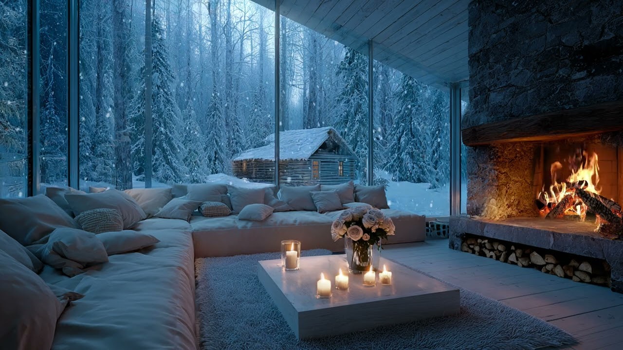 🔥🎹 Relaxing Winter Piano | Snow Outside the Window & Fireplace Glow | Focus & Mental Clarity