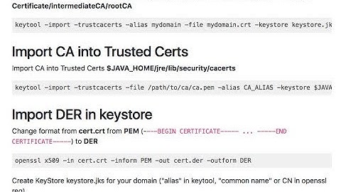 top java keytool keystore commands