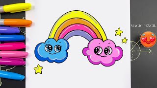 Как нарисовать Радугу 🌈☁️⭐️