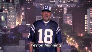 Gerard Mulligan as Peyton Manning—Letterman show