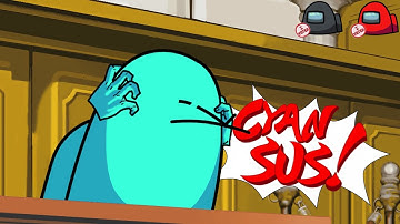 AMONG US Ace attorney but in a public lobby