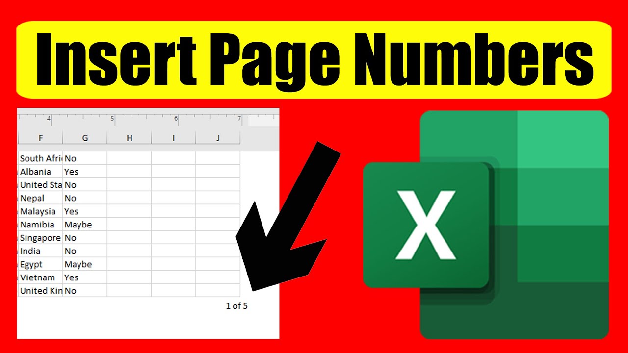 How To Insert Page Number In Excel YouTube
