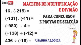 Macetes De Multiplicação E Divisão Para Concursos E Provas De Seleção