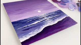 Moonlight Seascape / Easy Acrylic Painting For Beginners / Step by Step