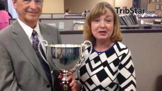 Tribstar editor Max Jones with CNHI CEO Donne Barrett