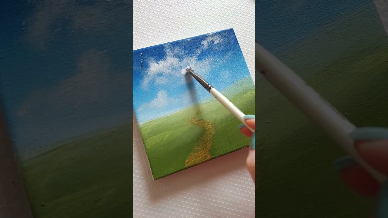 Easy Painting of a Flowering Field/ Acrylic Painting