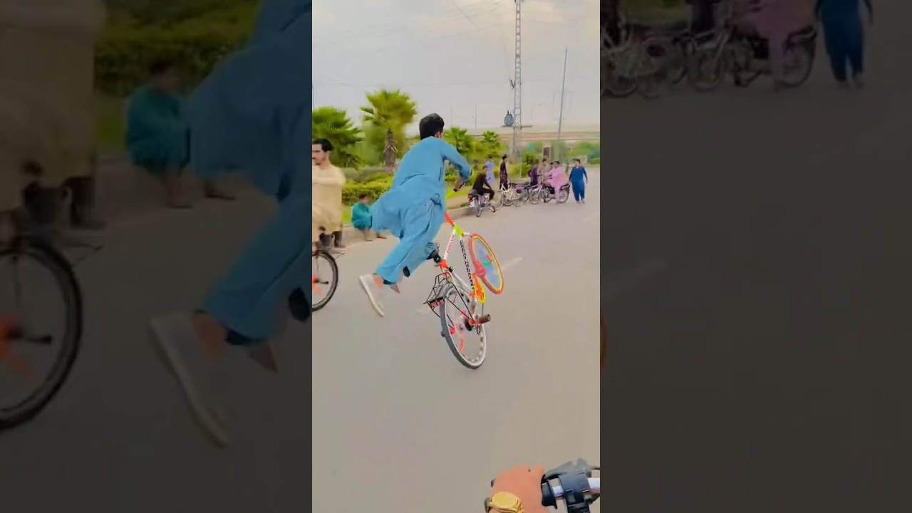 cycle new style stunt boys in Pakistan||one wheeling bicycle murtaza#viral#murtazaedite #shortsvideo