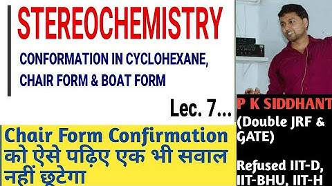 Lec. 7. STEREOCHEMISTRY CSIR, JRF, NET, GATE. confirmation  CHEMISTRY BY SIDDHANT. P K SIDDHANT