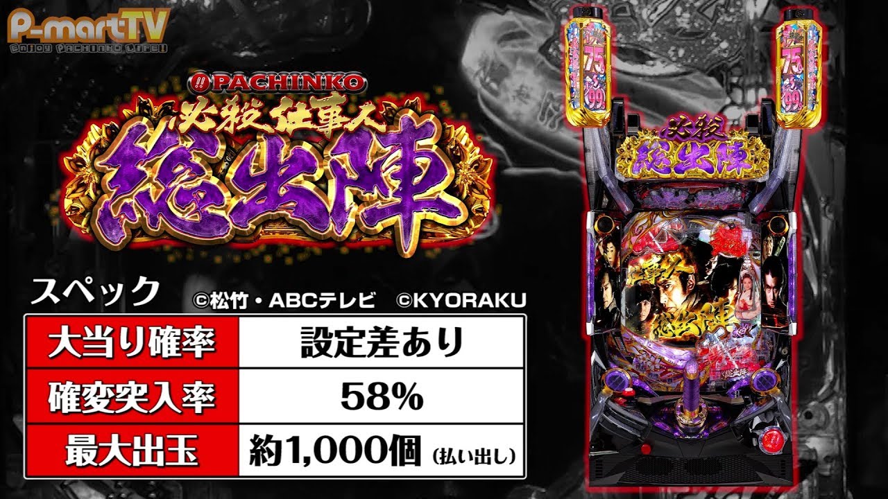 ぱちんこ必殺仕事人 総出陣 パチンコ 設定示唆演出 ボーダー スペック 設定示唆 演出信頼度 保留 動画 予告