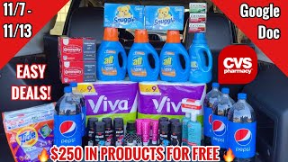 CVS Free \& Cheap Coupon Deals \& Haul | 11\/7 - 11\/13 | $250 IN PRODUCTS FOR FREE | MONEY MAKERS! 🔥