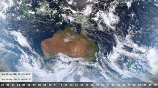 May 2024 weather satellite timelapse, Australia / New Zealand weather - 4K