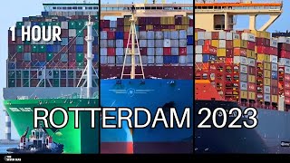 1 hour Shipspotting Rotterdam 2023  2024  The biggest container ships in the world!