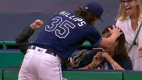 Rays outfielder Brett Phillips consoles terrified/...