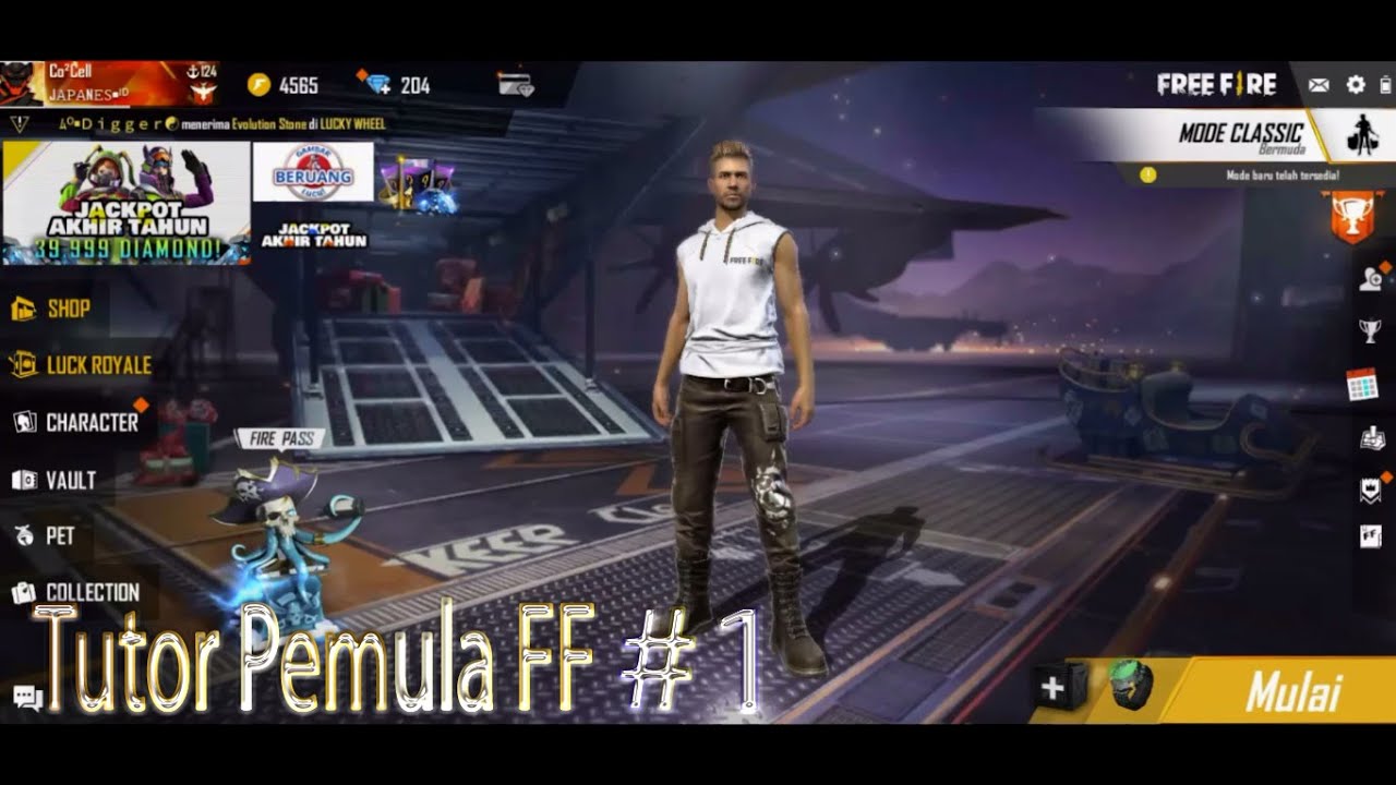TUTORIAL AWAL MAIN FREE FIRE,BUAT PEMULA BAGIAN LOBBY - FREE FIRE