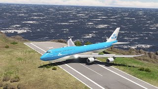 CRAZY PILOT SKILL! KLM Boeing 747 Takes Off from Juancho Yrausquin's Extreme Runway!
