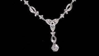 18K WHITE GOLD 2.99CT TDW CLUSTER DIAMOND FLOWER DROP NECKLACE. ref. 307 612