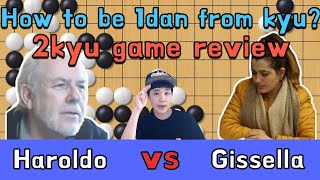 Some tips to be a dan player from kyu○● 2kyu game review Argentina Go league Gissella vs Haroldo