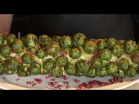 Roasted Brussels Sprout Stalk with Pomegranate Glaze | Recipe