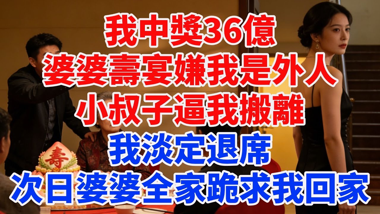 我中獎36億，婆婆壽宴嫌我是外人，小叔子逼我搬離，我淡定退席，次日婆婆全家跪求我回家#完結故事#情感故事#爽文#婆媳關系#家庭生活#故事頻道#故