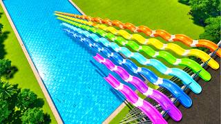 1 vs 30 Bumps Mega Water Slides - Planet Coaster 2