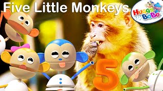 🔴 Five Little Monkeys Jumping On The Bed - 5 Little Monkeys - Song For Children - By HuggyBoBo