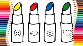 How to draw lipstick for children, toddlers  Makeup drawing easy. COLORING