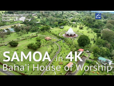 Baha I House Of Worship Samoa 4K Drone Aerial View