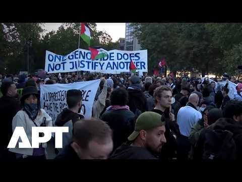 Pro-Palestinian Demonstrators March Through Berlin Amid Heightened October 7 Security | APT