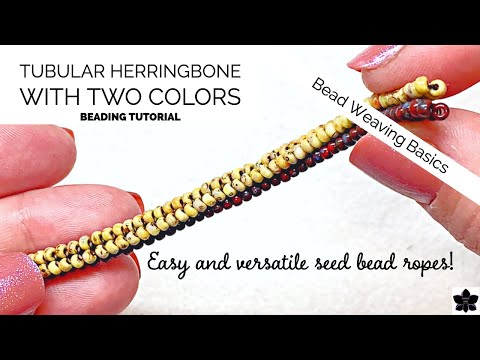 How to Bead Tubular Herringbone Stitch with Two Colors Tutorial