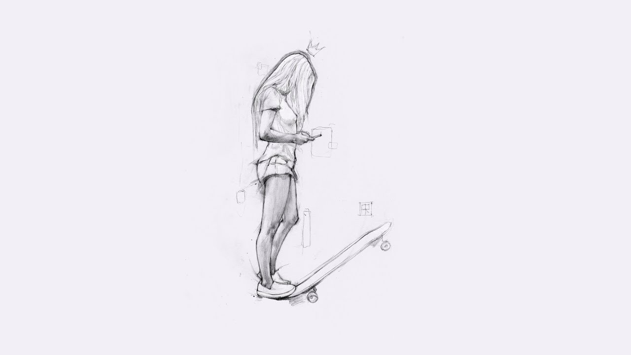 Skater girl - the process of drawing - YouTube