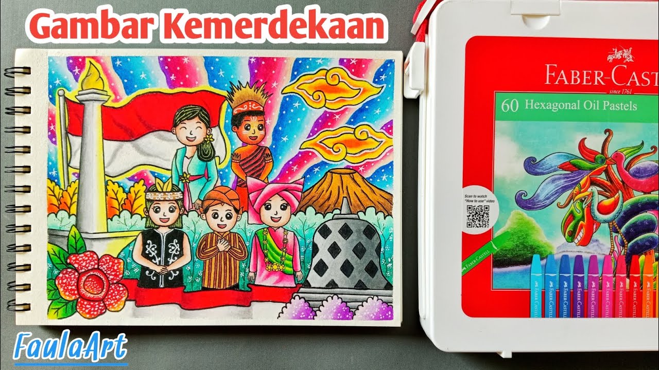 Mewarnai Gambar Tema Kemerdekaan Indonesia Dengan Oil Pastel Faber Castell