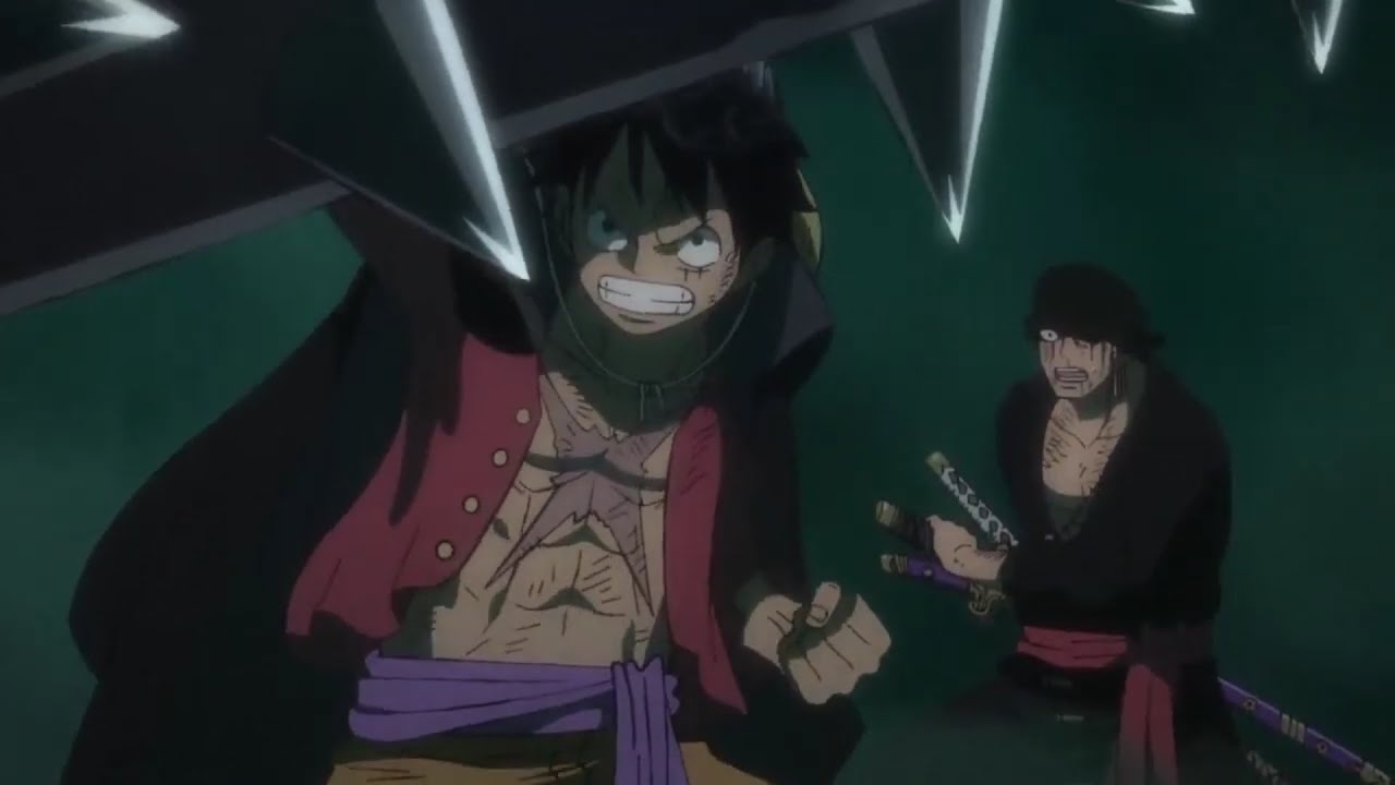 Luffy saves Zoro from Kaido Thunder Bagua One Piece