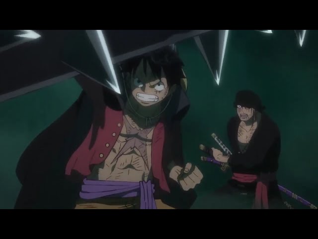 Luffy saves Zoro from Kaido Thunder Bagua [One Piece] class=