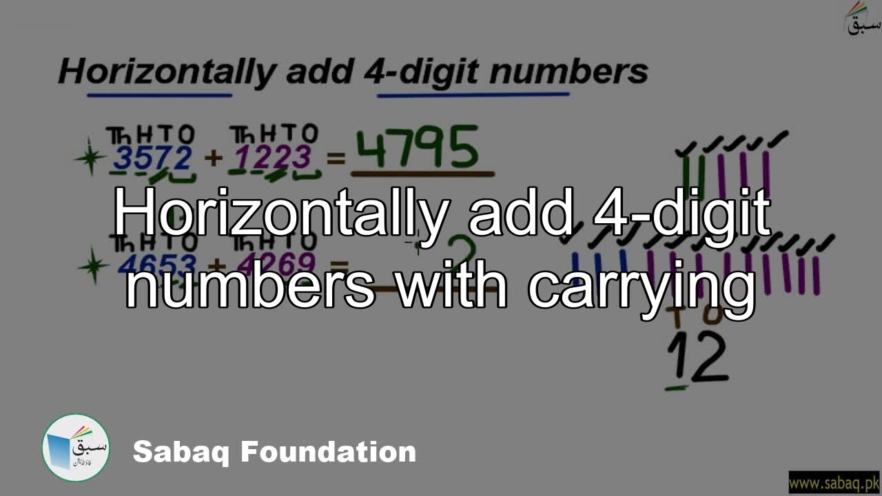 horizontally-add-4-digit-numbers-with-carrying-math-lecture-sabaq-pk